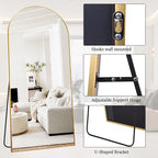 Floor Full Length Mirror, Arched Mirrors Full Length 81"x41" Freestanding Large/with Aluminum Frame & Wall Mounted & Hanging or Leaning & Full Body Mirror for Bedroom, (Gold)