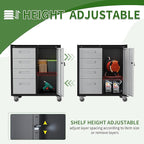 Tool Storage Cabinet, Rolling Tool Cabinet with 3 Drawers, Metal Storage Cabinet for Garage, Tool Room, Assembly Required(Black and Gray)