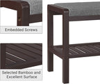 SONGMICS Shoe Rack Bench with Cushion Upholstered Padded Seat, Storage Shelf, Shoe Organizer, Holds Up to 350 lb, Ideal for Entryway Bedroom Living Room Hallway Garage Mud Room Gray and Brown ULBS65C