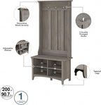 Bush Furniture Salinas Hall Tree with Shoe Storage Bench in Driftwood Gray, Multi-Purpose Home Organizer, Entryway Solution with Seating and Hooks