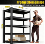 81”H*46”W Garage Shelving Heavy Duty Storage Shelves, 5-Tier Metal Adjustable Shelving Unit, 3000LBS Utility Garage Organizer Shelf Rack for Pantry, Kitchen, Warehouse, Black
