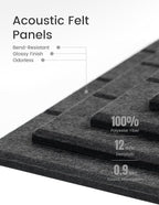 Felt Bulletin Board Tiles Large 48"x36"Cork Board Alternative-12 Pack with 70 Adhesive Tabs, Thick Slat Wall Panels for Office Decor, Push Pin Board Wall Organizer Alternative-Charcoal Gray