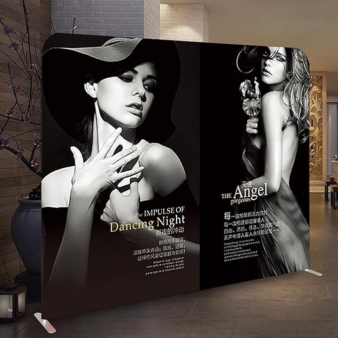 Customizable Tension Fabric Display Backdrop,Stand Banner with HD Printing for Trade Show,Exhibition,Booth,Conference,Weddings,Party,Quick Curtain Show(Frame+Double-Sided Print 7.5x13ft)