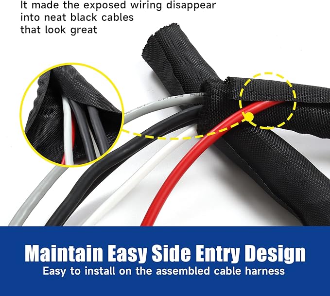 Braided Wire Loom Mesh Woven Split Sleeving Sheathing for Automotive Wires/Audio Video Cable Strings (3/8" - 28 Feet)