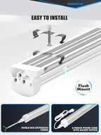 6 Pack 50w 4ft Led Shop Light, Super Bright 7500lm 5000k V Shape 4' Led Shop Lights, Linkable 4 Foot Led Shop Lights for Garage Warehouse, Supermarket, Basement, Barn, Storage Area