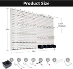 Peg Board for Wall 48x24 inch with 63 Pcs Hooks Accessories, Garage Storage Pegboard Wall Organizer, Metal Pegboard Panels with Hooks, Modular Mounted Control Peg Board Tool Organization (White)