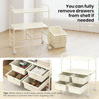 Giantex Rolling Storage Cart w/ 4 Drawers 2 Shelves Metal Rack Shelf Home Office School Beauty Salon Utility Organizer Cart with Wheels, Ivory