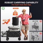 Foldable Wagon with Extended Tailgate: Collapsible Large Capacity Folding Wagon - Heavy Duty Utility Carts for Shopping,Garden,Sports,Groceries,Apartment,Camping,Outdoor - Black