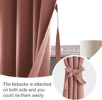 JIUZHEN Blackout Curtains for Bedroom - 60 Inch Extra Wide Thermal Insulated Room Darkening Privacy Soundproof Curtains for Living Room/Dorm Room, Set of 2 Panels, 70 x 63 inches,Dusty Rose