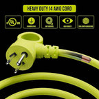 Masterplug 80ft Cord Reel, Retractable Extension Lead with Winding Handle, Safety Overload Circuit Breaker and Power Switch, 4X Grounded Outlets, 13amps, 14AWG Cable