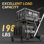 TOOLIOM 2-Tier Collapsible Shopping Cart with Brake Wheels & 2 Folding Baskets, Multi-Use Mobile Trolley for Grocery, Luggage & Office