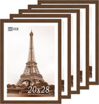 VCK 20x28 Picture Frame 5 Pack, Brown Wood Poster Frame with Exclusive Wood Grain, Wall Hanging