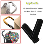 2 Pack 6.3 * 5.51inches Stroller Armrest Handle Cover,Pushchair Handlebar Cover,Universal Protective Grip Bumper Bar Covers Replacement Removable Toddler Pram Bumper Dust Proof Handle Gloves(Black)