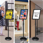 6Pack Adjustable Pedestal Sign Holder - 11''x17'', Floor Standing Poster Stand for Vertical/Horizontal View, Outdoor/Indoor Sign Holders (Black, Round)
