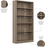 Bush Furniture Universal Tall 5 Shelf Bookcase in Ash Gray, Vertical Storage and Display Bookshelf for Home Office or Living Room Organization