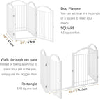 BHG Metal No-Assembly Freestanding Dog Gate with Door Walk Through, Extra Wide 96", Extra Tall 32" Pet Gate, Accordion Puppy Folding Playpen Dog Fence, with 2PCS Support (White, 4 Panels)