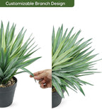 Velener Artificial Agave Plant in Black Pot with Real Stone Pebbles, Large Fake Agave Plant for Indoor and Outdoor-22 inches Tall, 105 Leaves