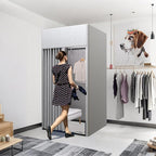 Clothing Store Fitting Room, Portable Dressing Room, Movable Changing Room for Boutique with Shading Fabric Cloth Privacy Curtains Screen for Bar Party Pool (Grey)