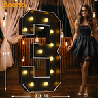 Pooqla 4 FT Light Up Marquee Numbers, Black Marquee Number Lights 4 Feet Tall for 3rd 13th 30th Birthday, Giant Letter Big Mosaic Numbers for Balloons Party Anniversary Wedding Decorations, Number 3