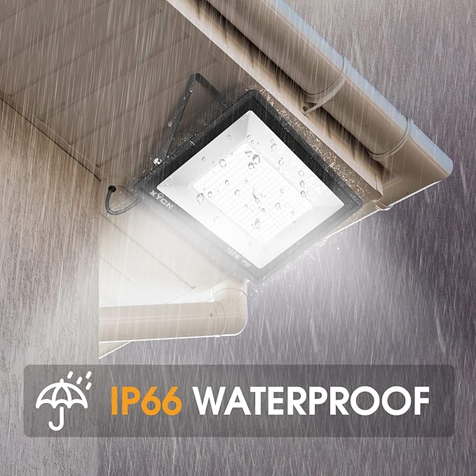 4 Pack 100W LED Flood Light, IP66 Waterproof Outside Flood Light, 12500LM Super Bright Outdoor Security Lights, 5000K Daylight White Floodlight for Yard Garden Playground Basketball Court Patio