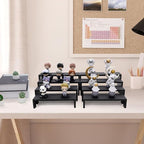 Large Display Wood Risers Wooden Stand 4 Tier Wood Racks, 2 Set 8 Pieces Cupcake Stands Cologne Perfume Organizer Dessert Stands for Vendors Event Black