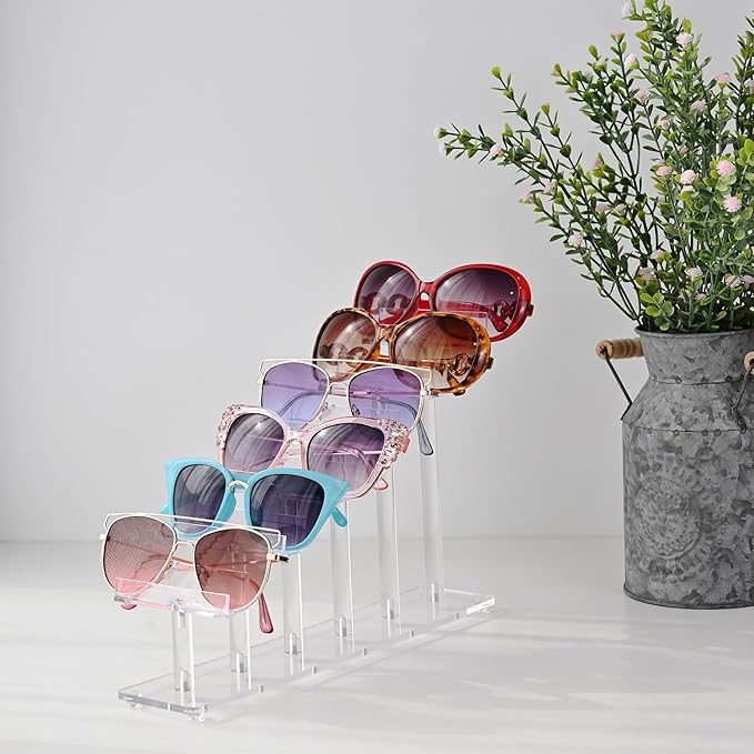 MOOCA 2 Pcs Set, 6 Tier Premium Acrylic Eyeglass Holder Stand, Sunglasses Orgaznizer, Sunglass Holder, Eyeglass Display, Eyewear Rack, Glass Display, 8 in H