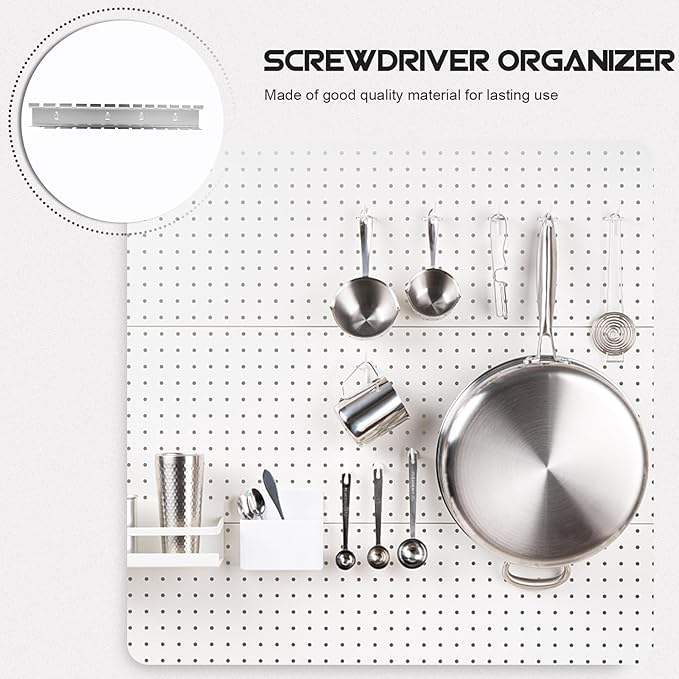 Pegboard Hooks and Hand Tool Holder Wall Storage Shelf, 370Mm Metal Pegboard Rack with Screwdriver Organizer and Display Shelf Hooks for Garage Workshop