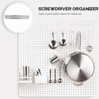 Pegboard Hooks and Hand Tool Holder Wall Storage Shelf, 370Mm Metal Pegboard Rack with Screwdriver Organizer and Display Shelf Hooks for Garage Workshop