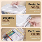 3-Tier Plastic Craft Organizers and Storage Box with Removable Trays, Portable Art Supply Storage Organizer with Handle, Art & Craft Storage for Organizing Bead, Sewing, Tool