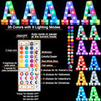 Pooqla Colorful Light Up Letters with Remote, Upgraded 35 Colors LED Marquee Letters, RGB Lighted Letter for Girls Teenager Gift, Birthday, Party, Wedding, Night Light, Room, Bedroom Decor, Letter A
