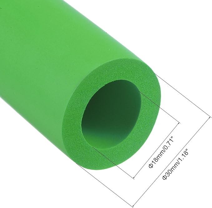 uxcell Foam Tubing for Handle Grip Support, 18mm ID 30mm OD 1m Length Green