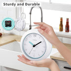 OSTAR Waterproof Bathroom Shower Clock, Analog Quartz Clock Hanging Stand Dual Purpose, One AA Battery Operated 4.72 inch Round Size