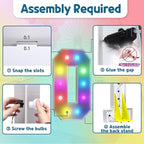 imprsv 4FT Colorful Marquee Numbers,18 Colors with Remote, Light Up Numbers 0 for 40th 50th Birthday Decorations Anniversary Party Decor, Pre-Cut Foam Board Kit, Mosaic Sign for Balloon