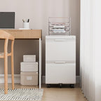 File Cabinet 2 Drawers on Wheels Under Desk,Locking Filing Cabinets for Home Office,Metal Vertical Files Drawers,Small Rolling Cabinet Printer Stand for Legal/Letter/A4( Assembly Required-White)
