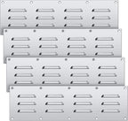 4 Pack Stainless Steel Venting Panel for BBQ Grill Accessory, 15x4.5 Inch (12-Slots), 304 Grade Metal Vent Cover for Masonry Fire Pits & Outdoor Kitchens, Weather Resistant, 15" by 4-1/2"