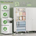 Greenvelly Metal Garage Cabinets with Wheels, 72" Rolling Storage Cabinet with Pegboards and Shelves, Tall Tool Cabinet with Locking Doors for Garage,Home Office,Warehouse(White)