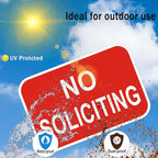 No Soliciting Sign with Stake, 12" x 8" Heavy Duty Aluminum Signs & 28" Long Aluminum Alloy Stakes, Red No Soliciting Sign for House, Home Yard Decor