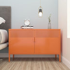2 Door Accent Cabinet,Orange Metal Storage Cabinet with Adjustable Shelf,2-Tier Shelf,Multipurpose Metal Locker Storage for Office Home,Music Studio (Orange)