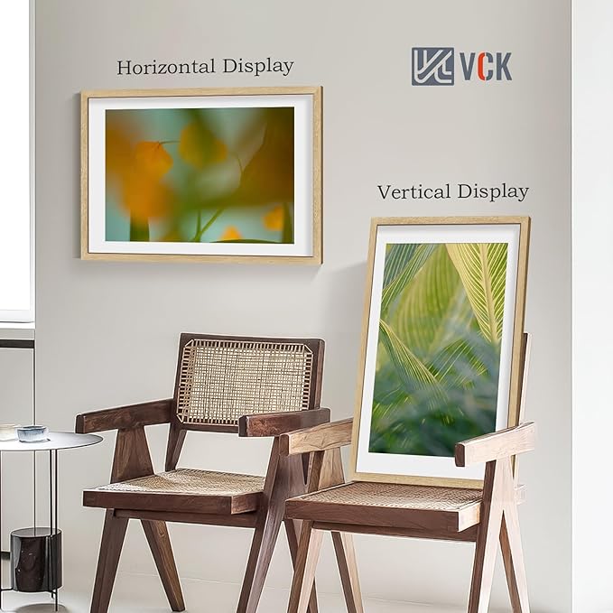 VCK 24x36 Poster Frame 5 Pack - Natural Oak, High-End Wood Picture Frames with Polished Plexiglass, Display 20x30 Photo with Mat or 24x36 without Mat, Art Gallery-Quality, Wall Hanging, Natural Oak
