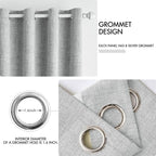 MIULEE Linen Curtains for Bedroom 100% Blackout Thermal Insulated Glacier Gray Grommet Room Darkening Curtains & Drapes for Living Room Nursery 52 x 90 Inch (2 Panels)