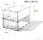 BINO | Stackable Storage Drawers, Large - 2 Pack, Clear | THE CRATE COLLECTION | Storage Bins With Drawers | Bathroom Organizers | Under Sink Organizer | Vanity Cabinet Home Organization