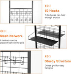 Retail Candy Display Rack, 70in Large Retail Display Shelf, Snack Rack Display Stand with Wheels and 50 Hooks, Removable Store Display Shelving Organizer Supermarket, Home, Kitchen