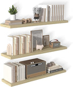 12 Inch Deep Floating Shelves for Wall 3 Pack Floating Shelfs Large Storage Space Wall Decor Display Shelf for Bathroom Living Room Bedroom Kitchen 48" W x 12" D x 1.2" H Natural Wood