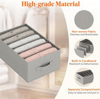 Lifewit 6 Pack Clothes Organizer, 6 Grids Closet Jean Storage Bins with Handles and Support Boards, Foldable Drawer Organizer for Sweater, Pants, T-shirt, Dress, Grey, Size 16.5''x10.6''x7.1''