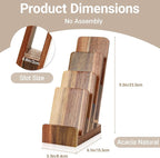 2 Pack Acacia Wood 4 Inch Wide pamphlet holder stand 4-Tier Flyer Display Stand 4×6 Inch Postcard Greeting Card Countertop Trifold Literature Holder Booklet Menu Organizer For Office Home