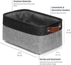 OrganiHaus Small Fabric Storage Baskets for Shelves 3 Pack, 12x08in Closet Storage Bins for Shelves, Canvas Baskets for Organizing, Linen Closet Organizers, Cloth Basket, Gray/Black