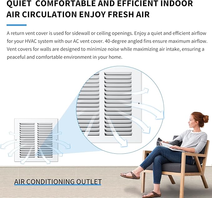 30x8 Return Air Grille(Duct Opening Size),Air Return Vent Cover,Flat Vent Cover,Rejillas De Aire Acondicionado para Casa,Return Air Grilles,Outer Dimensions:31.75"Wx9.75"H(30"W x 8"H, Duct Opening)