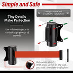 DuraSteel Wall Mount Retractable Belt Barrier - 9.2 Ft Red Safety Belt in Sturdy Black Casing - Guardian 1.0 Indoor & Outdoor Do Not Enter Caution Tape for Effective Wall Control Ropes, Line Dividers