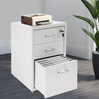 3 Drawer Metal Storage Cabinet Mobile File Cabinet with Lock Under Desk Office Storage Cabinet for Office & Home Fits Letter/Standard Sizes(White)
