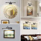 Battery Operated Picture & Frame Light – 15.7" Black Dimmable LED Wall Art Lamp with Remote Control, Timer, Adjustable Arm for Paintings, Portraits & Frames